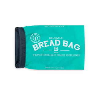Aqua Bread Bag Rolled back