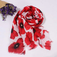 Red poppy scarf/shawl