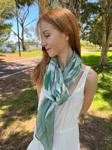 Green patterned scarf